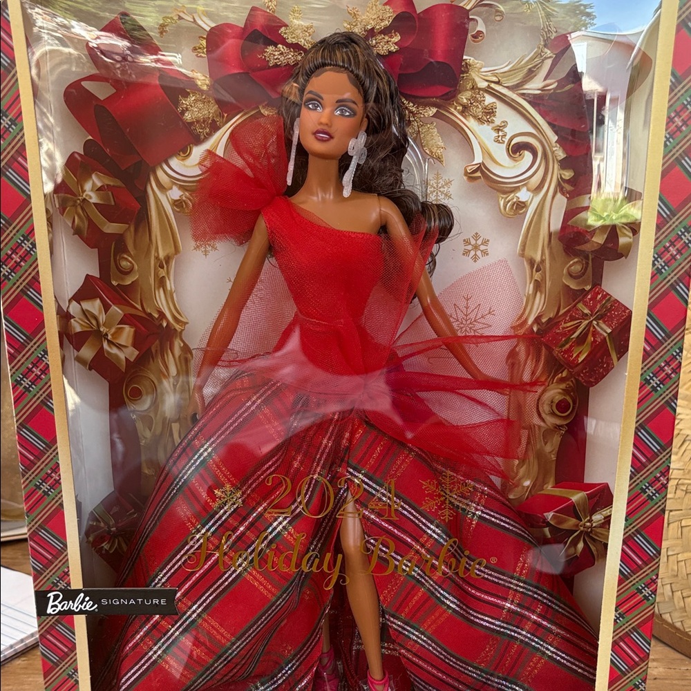 2024 Barbie Signature Holiday Doll in Red and Gold